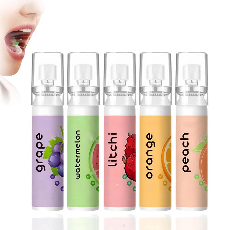 5Pcs Fruit Breath Spray for Fresh Oral Care - Mouth Spray for Bad Breath - Breath Fresheners - Effective Fresh Breath Spray